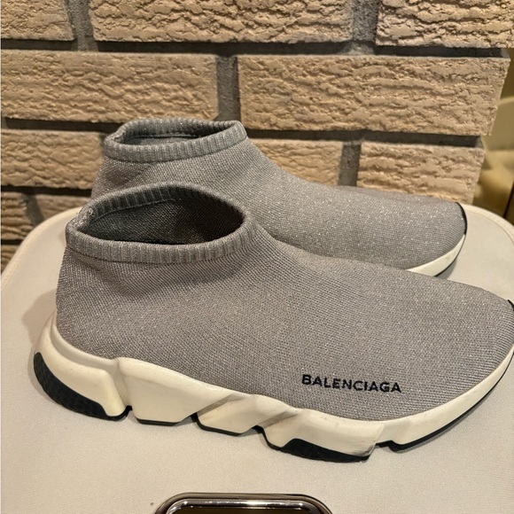 Balenciaga Light Gray Knit Sneakers - Picture 1 of 2